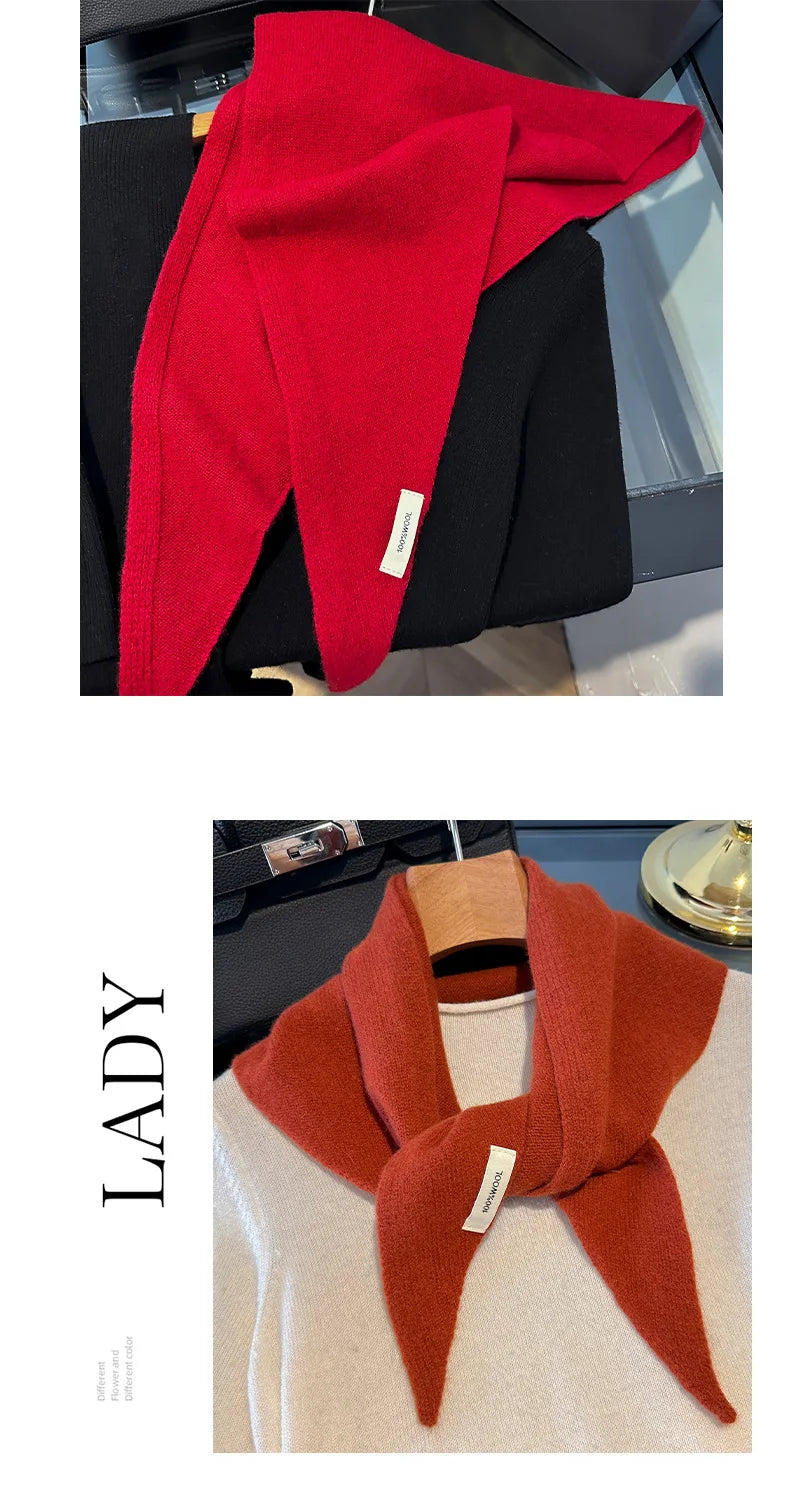 100% Wool Winter Scarf For Women Long Warm Cashmere Scarves Hijab Solid Lady Shawl Wrap Female Pashmina Bandana Head Scarfs New