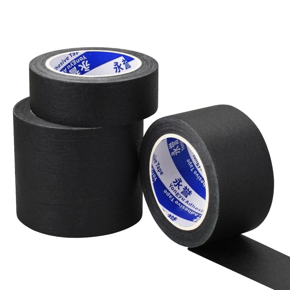Black Crepe Masking Tape | Single-Sided Adhesive for Art, Car & Craft Projects (10/20/50m)