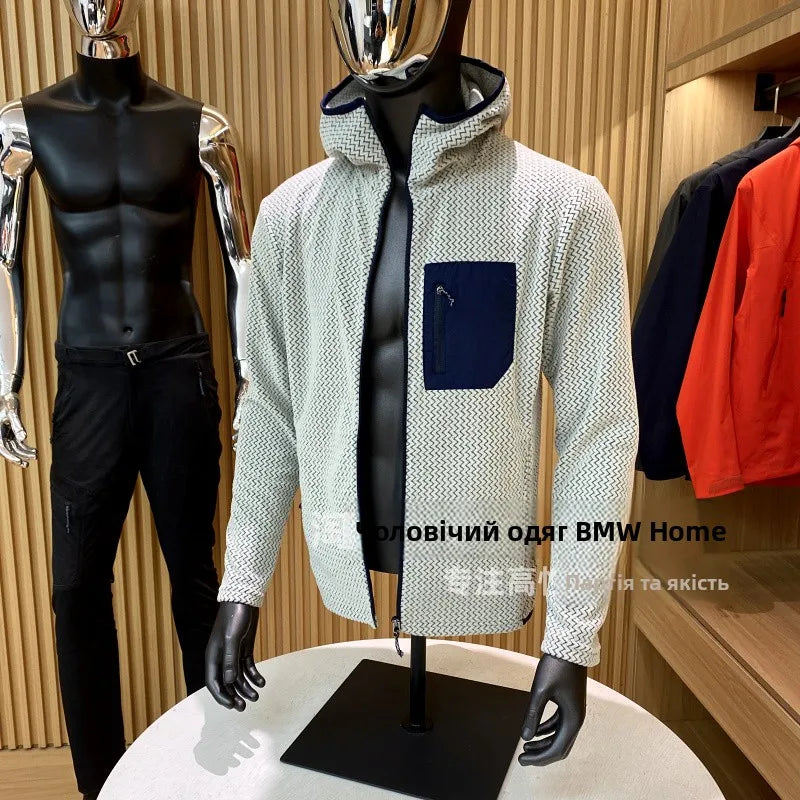 Mens Warm Fleece Hoodie Outdoor Jacket Breathable Skin Friendly Autumn Winter Thermal Sweatshirt