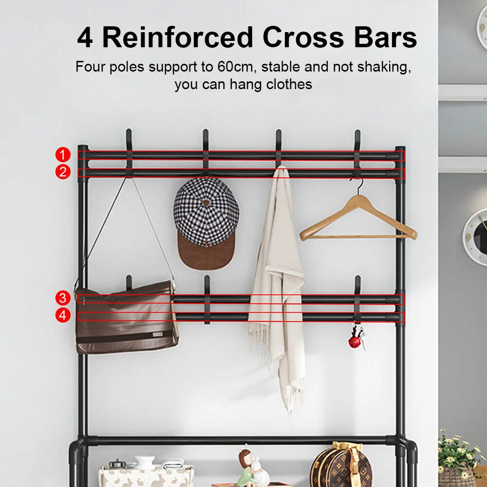 Shoe Hat Rack Clothes Hanger Multi-Layer Shoe Rack Doorway Organizer Floor-Standing Storage Rack