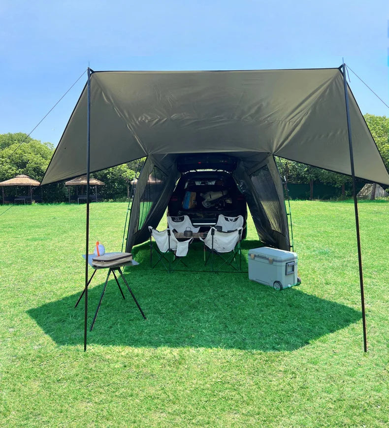Lohascamping Portable Waterproof SUV Tail Car Docking Tent For 3 To 4 People Large Dome Sunshade Tunnel Style Tent