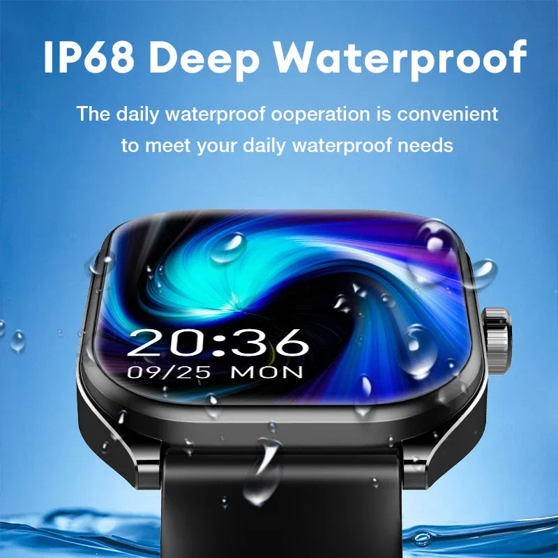 Smart Watch for Men – 2.01'' AMOLED Curved Screen, IP68 Waterproof, Bluetooth 5.3 Call, AI Voice Assistant Fitness Smartwatch