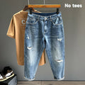 Ripped Jeans Men New Personality Fashion Vintage Blue Streetwear Baggy Denim Pants Casual Tapered Hole Frayed Trousers Male