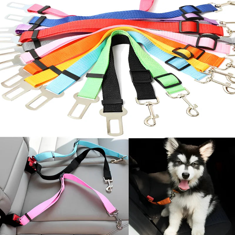 Adjustable Dog Cat Car Safety Belt Harness Leash