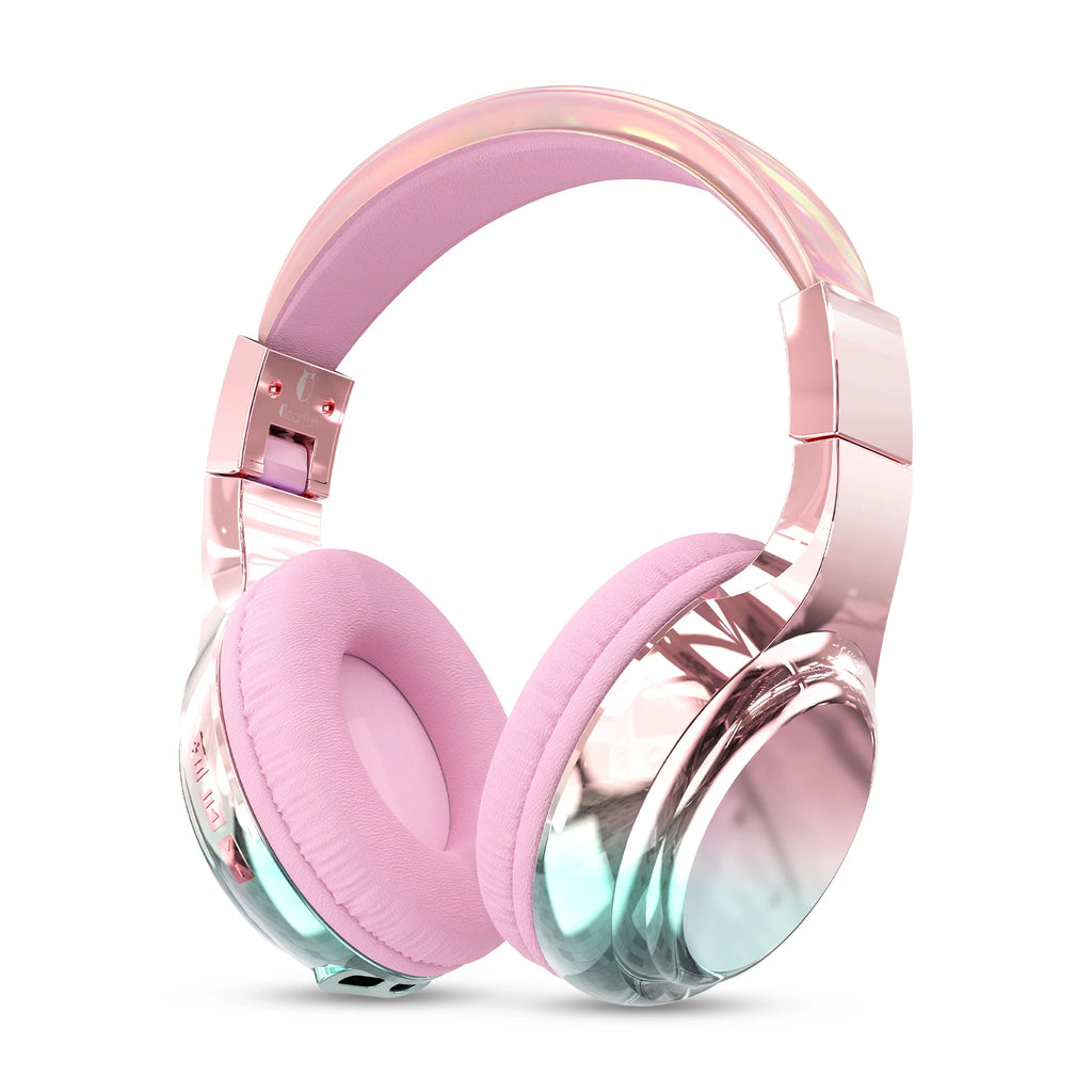 Glossy Bluetooth Headphones For Kids Girls Wireless Stereo Headset With Mic