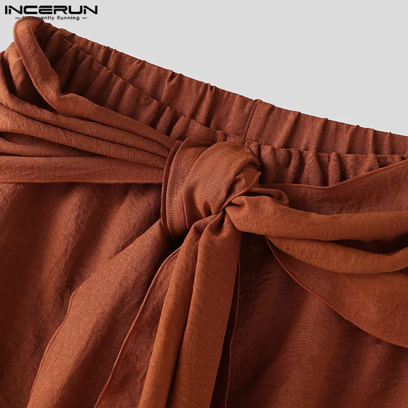 INCERUN Men's Pleated Harem Pants - Oversized Streetwear Trousers