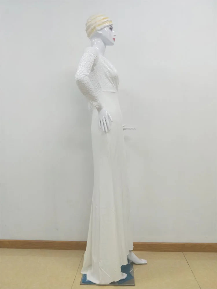 Fashion Women's French Wedding Dress – Sexy Elegant Lace Evening Gown, Long Summer Vestidos