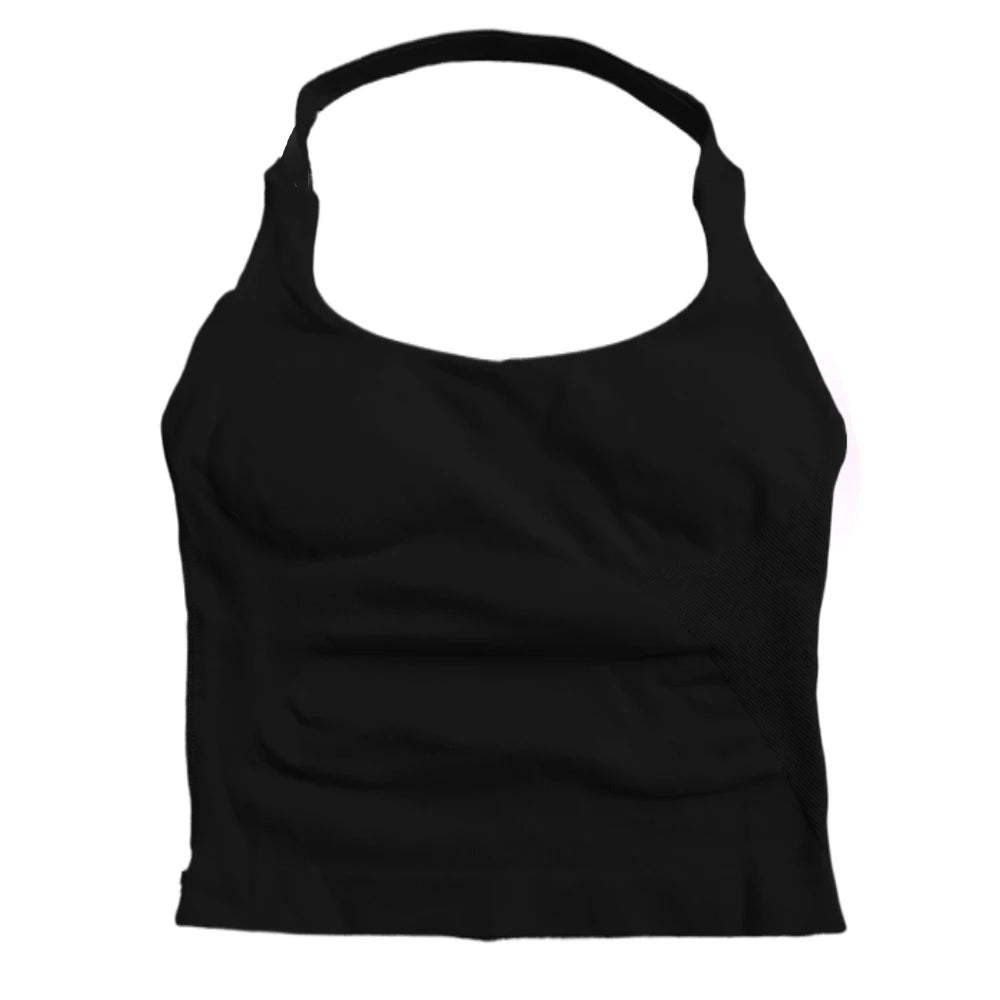 Women’s Gym Top Strappy Workout Tank Padded Sports Bra Backless Yoga Seamless Crop Top