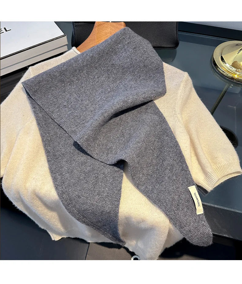 100% Wool Winter Scarf For Women Long Warm Cashmere Scarves Hijab Solid Lady Shawl Wrap Female Pashmina Bandana Head Scarfs New