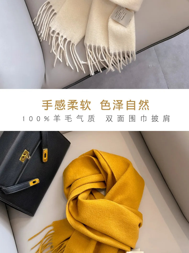 Winter Narrow Scarf 28 Color 100% Wool Scarf Hot Selling Solid Color Scarf Men's and Women's Universal Warm and Cold proof Scarf - trendingshoping.com