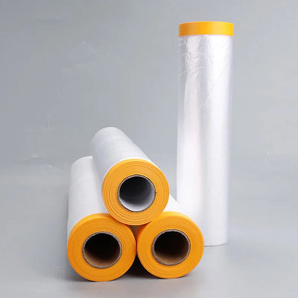 Pre-Taped Masking Film 20M | Clear Plastic Sheeting for Painting & Auto Use