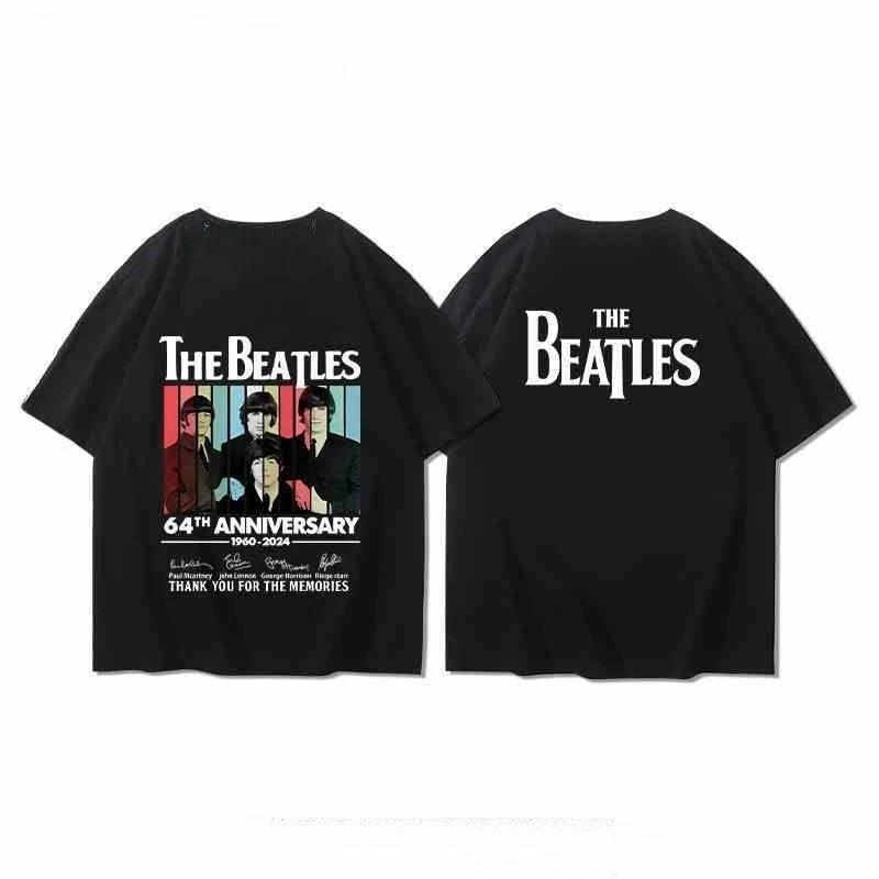 The Beatles T-shirts for Men and Women in Summer, Pure Cotton, European and American Rock, Loose and Casual, Half-sleeved Trend
