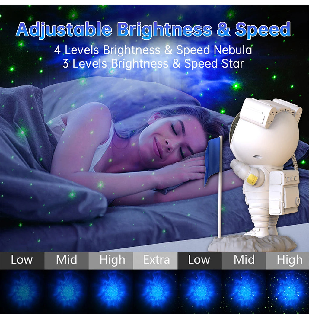 Galaxy Astronaut Projector with Bluetooth Music Speaker App Control Timer Nebula Star Space Projector Night Light for Kids Gift