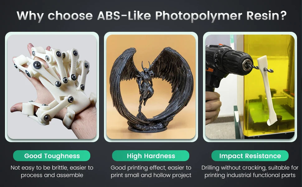 SUNLU ABS-Like 3D Printer Resin – 405nm Rapid UV-Curing, Water Washable, 1000g Bottle