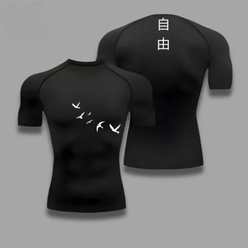 Men’s Anime Compression Shirt - Hero-Inspired Quick-Dry Muscle Top for Gym & Fitness