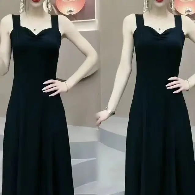 Women’s Vintage Floral V-Neck Slip Midi Dress – Summer Casual A-Line Waist Elegant Fashion