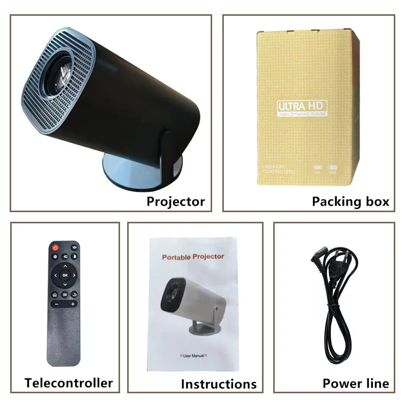 Portable P30 Smart Mini Projector: Android 11,WiFi 6 Connectivity,4K/1080P Compatibility,1280×720P Native,Ideal for Home Cinema