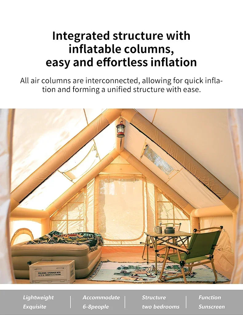 Outdoor Camping Complete Set Large Inflatable Tent New Material Equipment With Sun Protection Overnight Shelter
