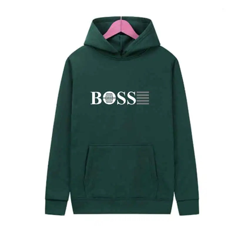 Boss Men’s Hooded Sweatshirt for Outdoor Sports & Jogging – Casual Streetwear, Spring Wear