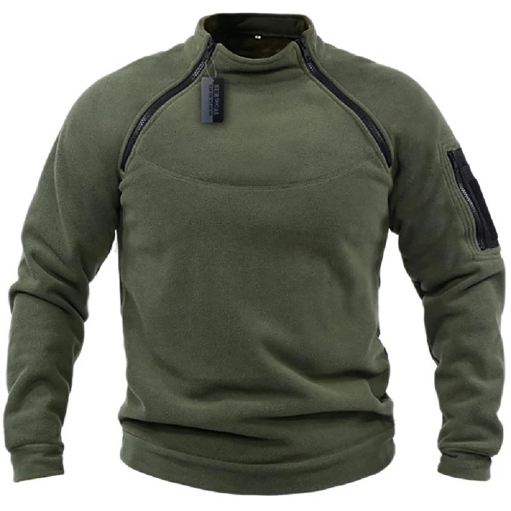 Men Tactical Outdoor Fleece Jacket – Warm Windproof Thermal Pullover for Hiking