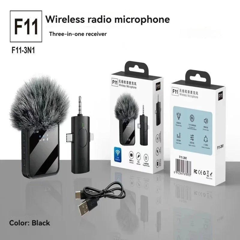 Wireless lavalier microphone for iPhone, camera, Android, reverb video recording, podcast noise reduction clip on microphone