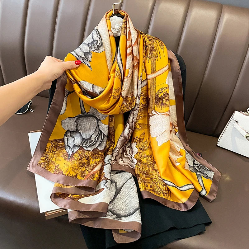 Spring Scarf Women's Luxury Design Polyester Material Soft Shawl Beach Scarf