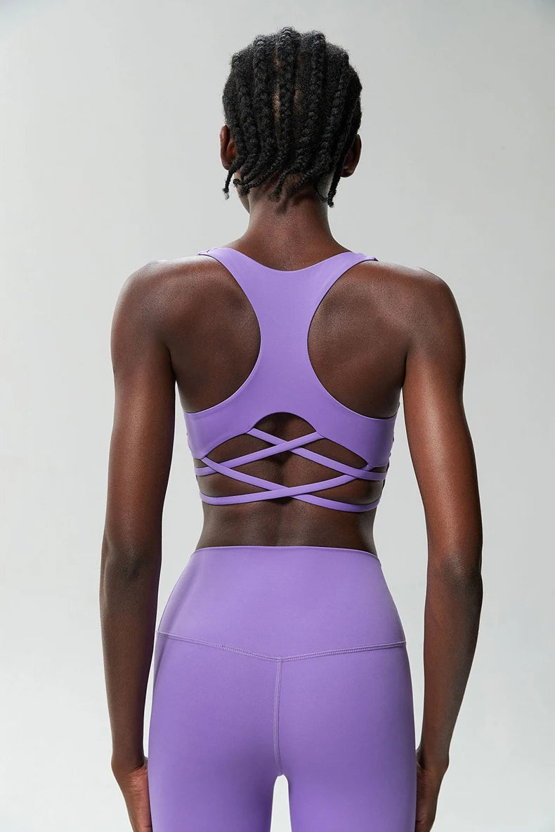 Women’s High-Impact Sports Bra - Buttery Soft Push-Up Gym Crop Top for Yoga & Fitness