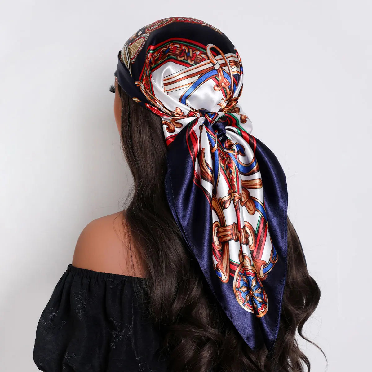 2025 Hair Scarf Women Luxury Brand Square Silk Foulard Satin Bandana Summer Soft Neckerchief Hijab Head Scarves For Ladies