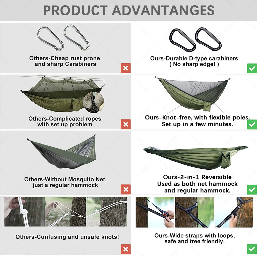Naturehike Two Person Camping Hammock With Mosquito Net Ultralight Outdoor Hanging Swing For Adults