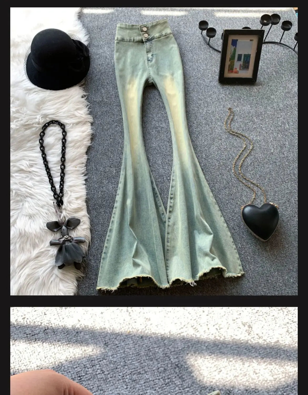 Jeans Women Autumn Chic Daily Flare Trousers Gradient Color High Street Full Length Fashion All-match Temperament Simple Shinny - trendingshoping.com