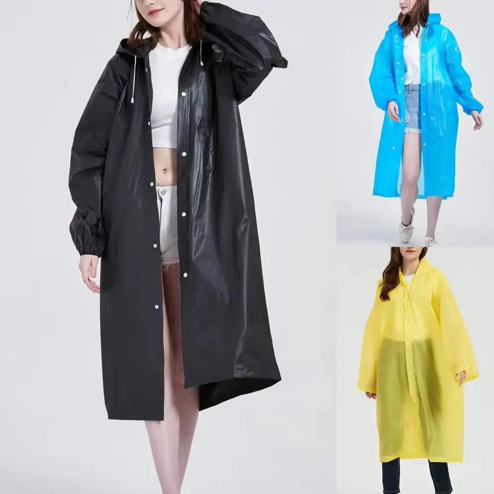 Fashion Waterproof Long Raincoat Women Men Rain coat Hooded for Outdoor Hiking Travel Fishing Climbing Thickened Poncho Raincoat - trendingshoping.com