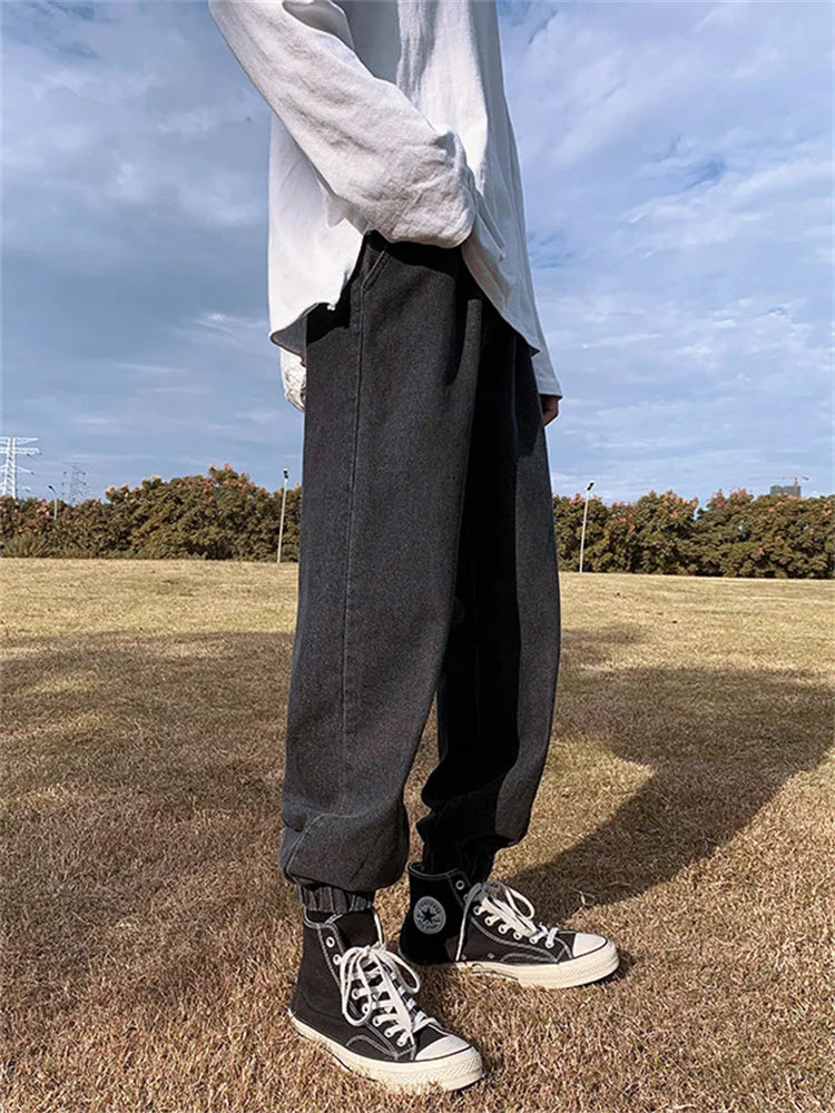 Jeans men Jeans Man Loose Joggers Streetwear Harem Jeans Cargo Pants Ankle-Length Denim Trousers denim pants joggers men - trendingshoping.com