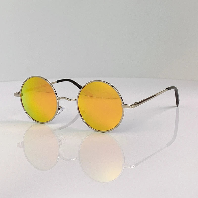 Retro Round Polarized Sunglasses Men Women Alloy Metal Frame UV400
