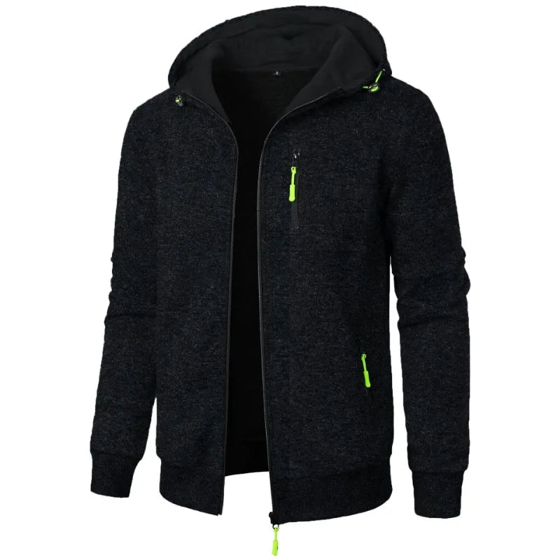 Men Long Sleeve Hooded Zipper Sweatshirt Oversized Winter Coat