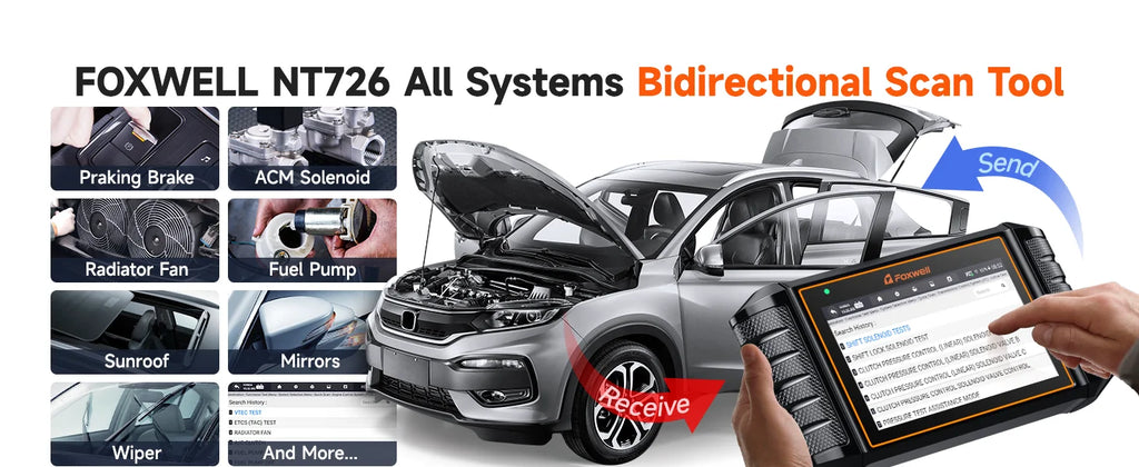 FOXWELL NT726 OBD2 Scanner All System Bidirectional Scan Tools Code Reader 12 Reset DPF TPMS SAS OBD 2 Car Diagnostic Scan Tool - trendingshoping.com
