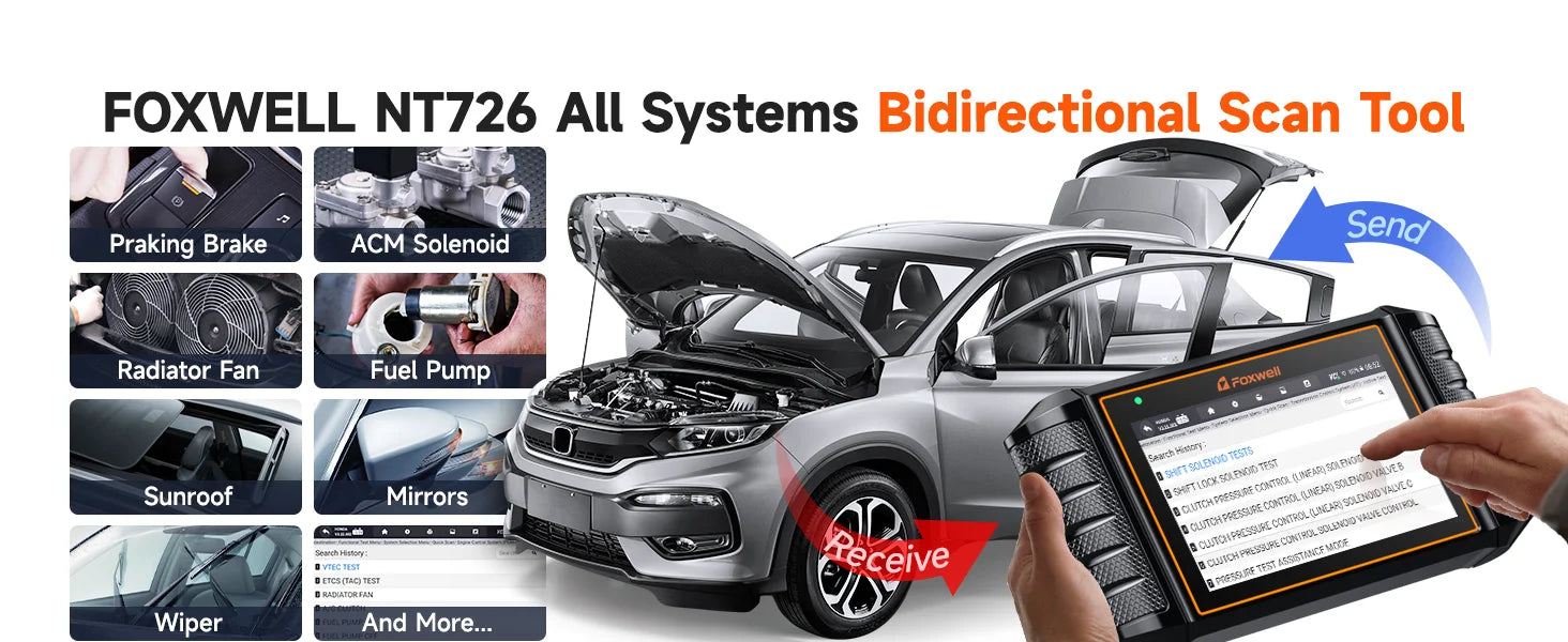 FOXWELL NT726 OBD2 Scanner All System Bidirectional Scan Tools Code Reader 12 Reset DPF TPMS SAS OBD 2 Car Diagnostic Scan Tool - trendingshoping.com