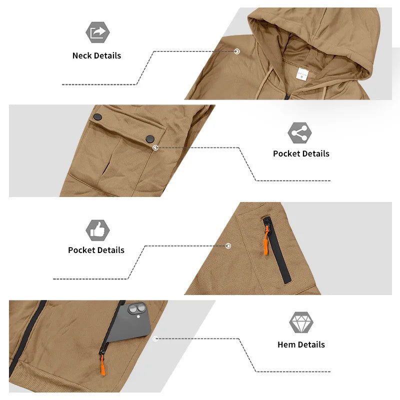 Men’s Winter Heavy Fleece Zip-Up Hoodie – Warm Casual Sportswear