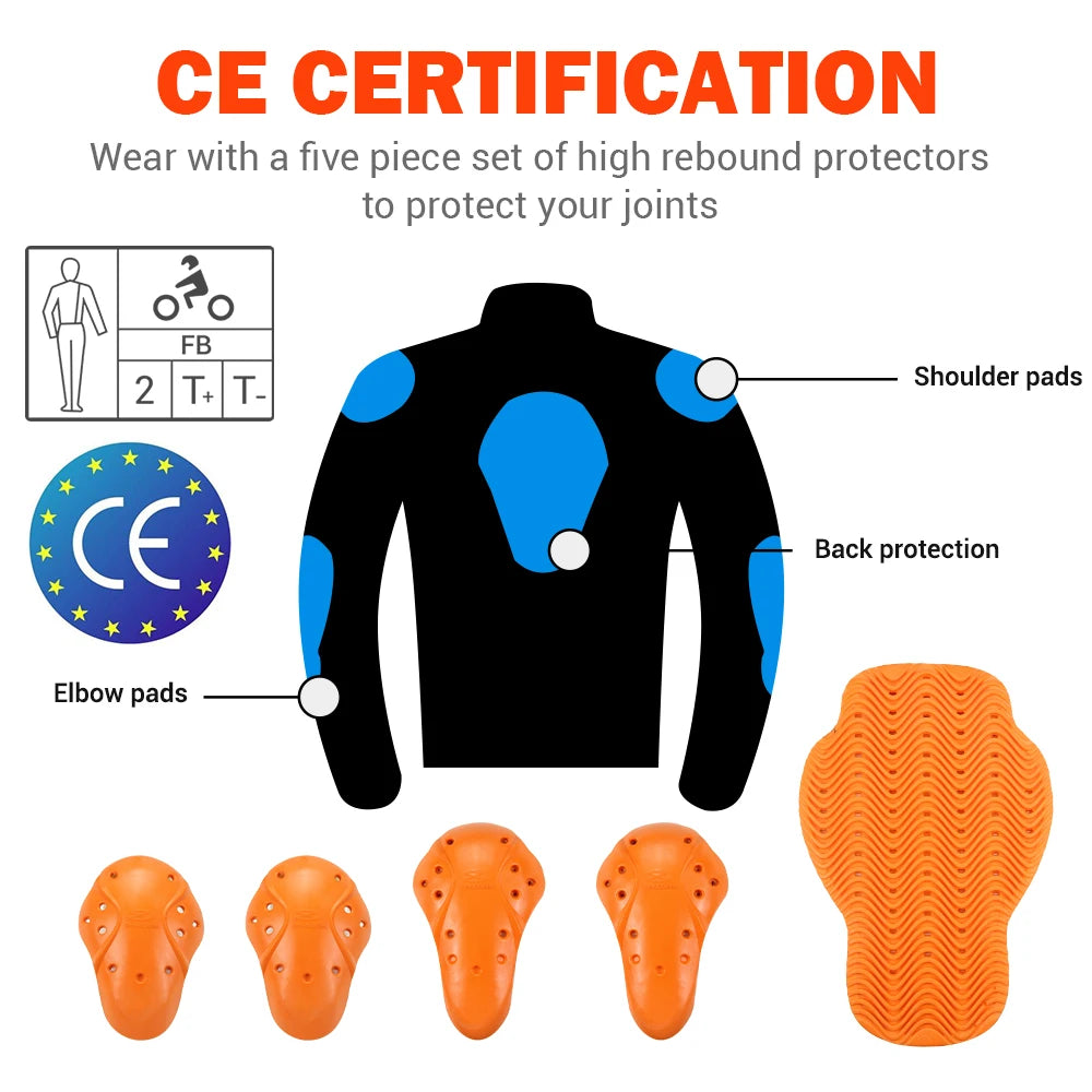 Motorcycle Jacket Waterproof Cold Proof Four Season Motocross Windproof Riding Protective Gear Black