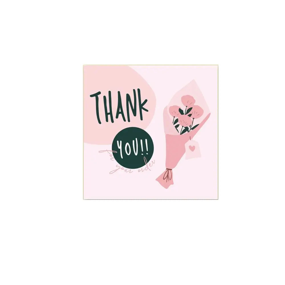 50Pcs 6cm*6cm Thank You Cards Cartoon Flower Greeting Postcards Multicolor Universal Gratitude Labels Event Ornament Home Decor