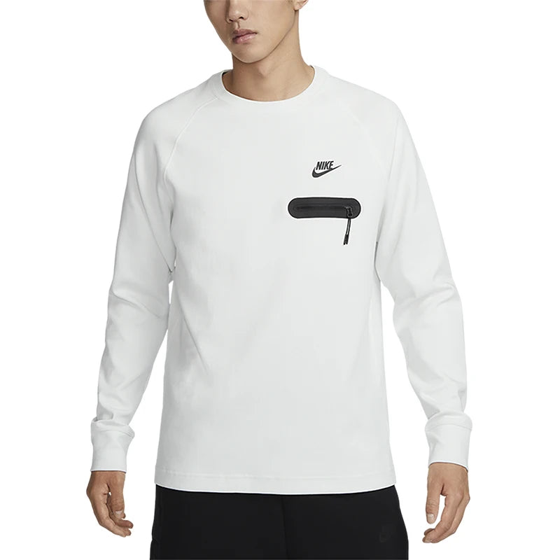 Men’s Tech Fleece Sweatshirt – Loose Fit Round Neck Casual Pocket