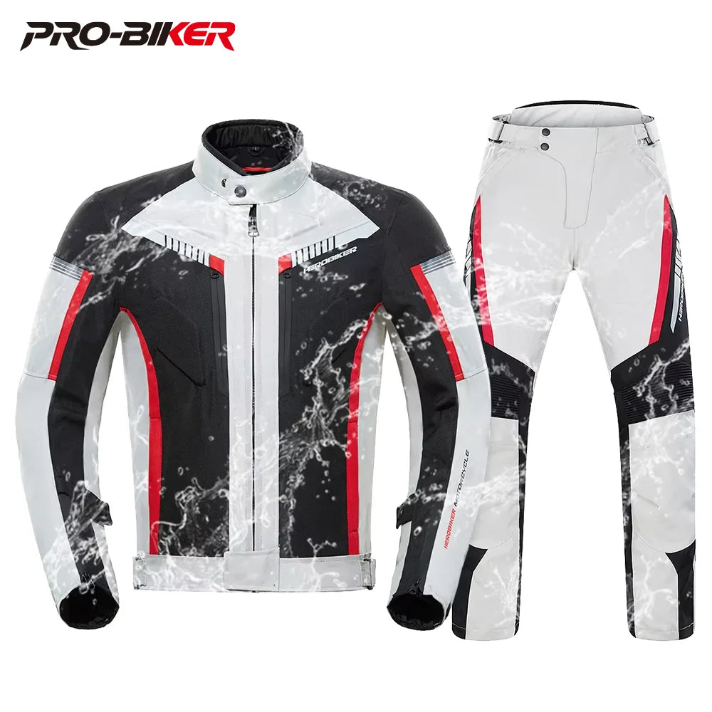 HEROBIKER Waterproof Motorcycle Jacket for Men Racing Jacket with Wearable Motorcycle Pants Moto Clothing and EVA Protection