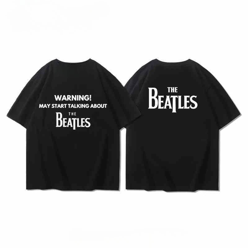 The Beatles T-shirts for Men and Women in Summer, Pure Cotton, European and American Rock, Loose and Casual, Half-sleeved Trend