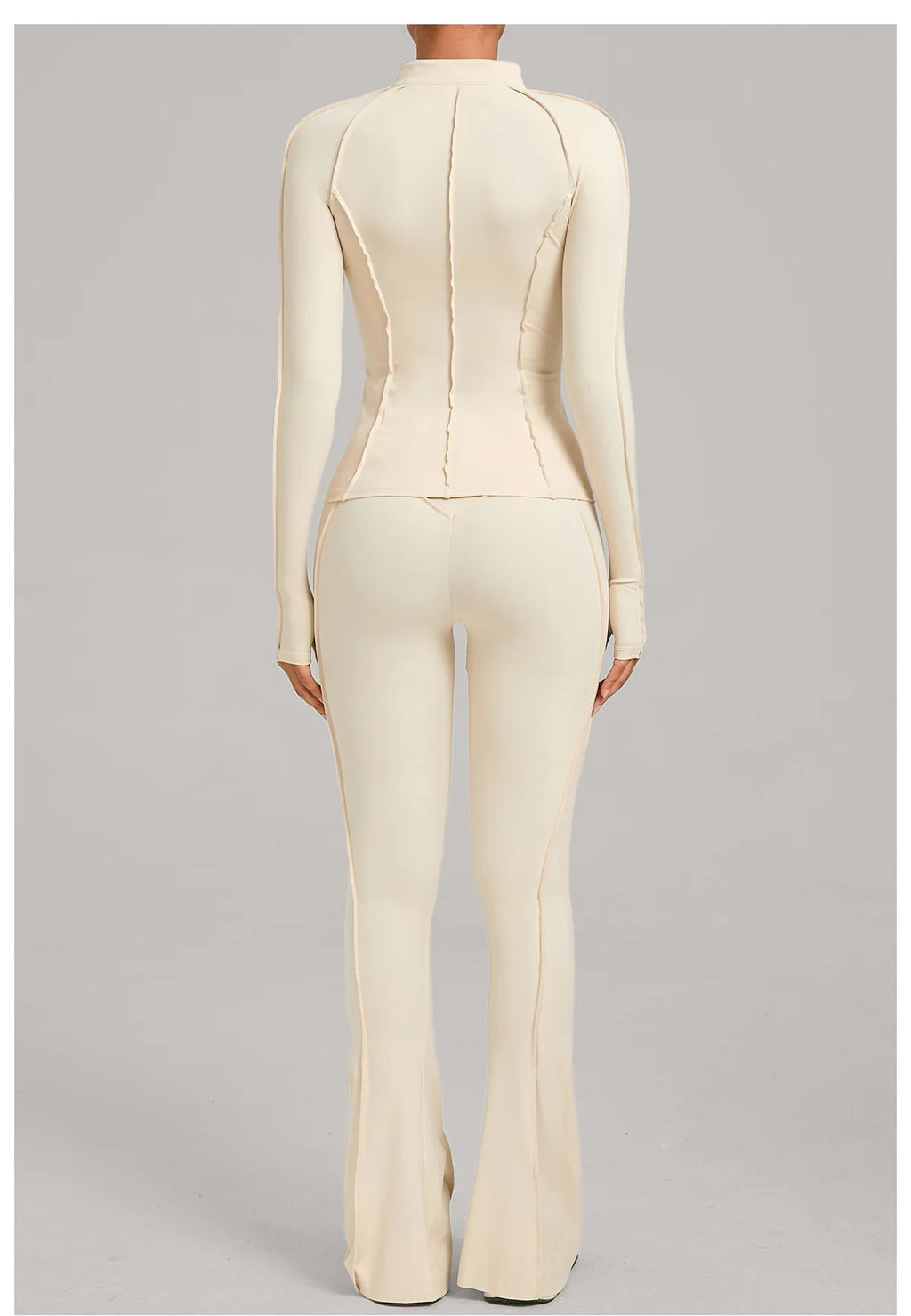 Women’s 2-Piece Zipper Gym Set - Long Sleeve Tracksuit & High-Waist Yoga Pants