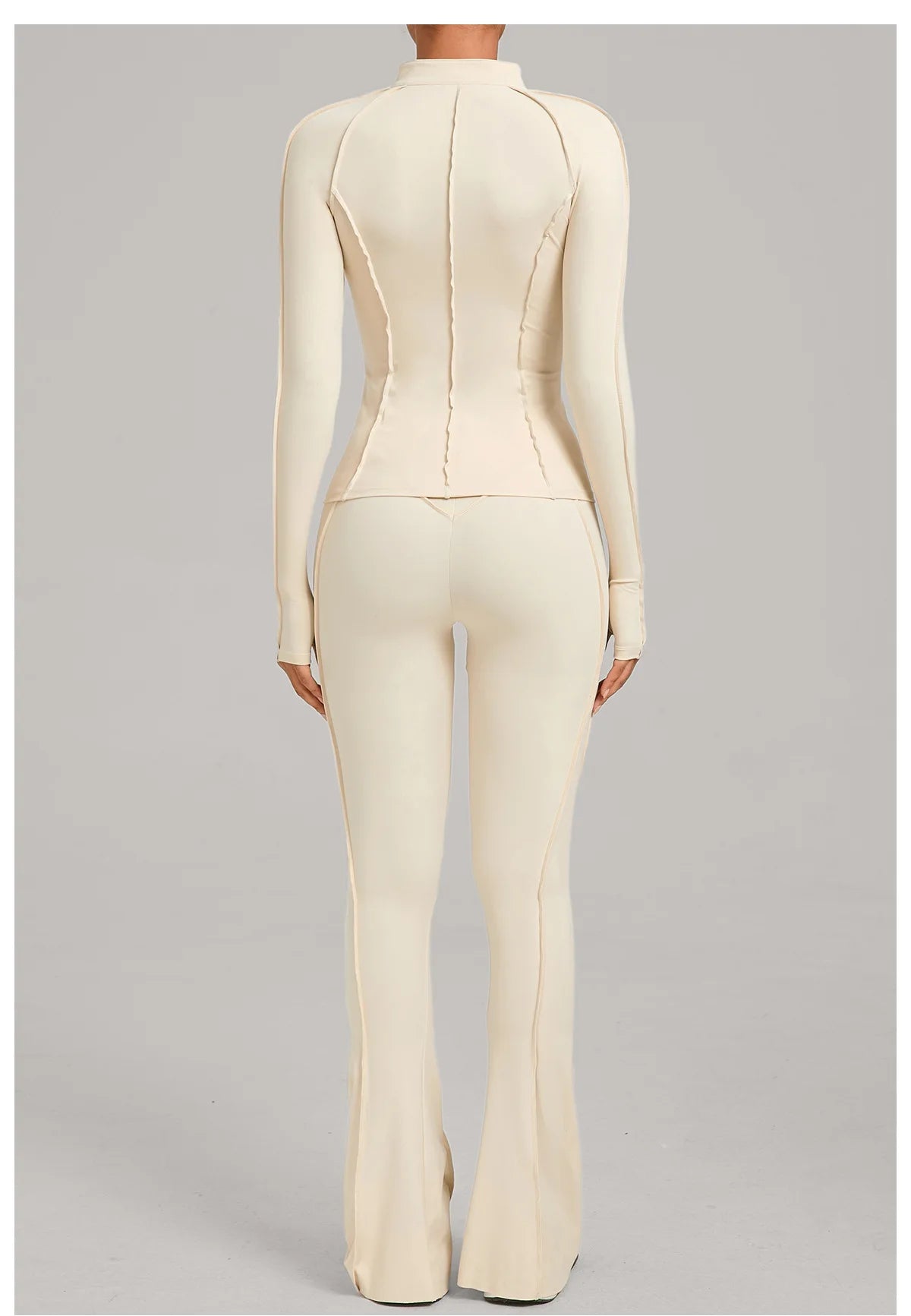 Women’s 2-Piece Zipper Gym Set - Long Sleeve Tracksuit & High-Waist Yoga Pants