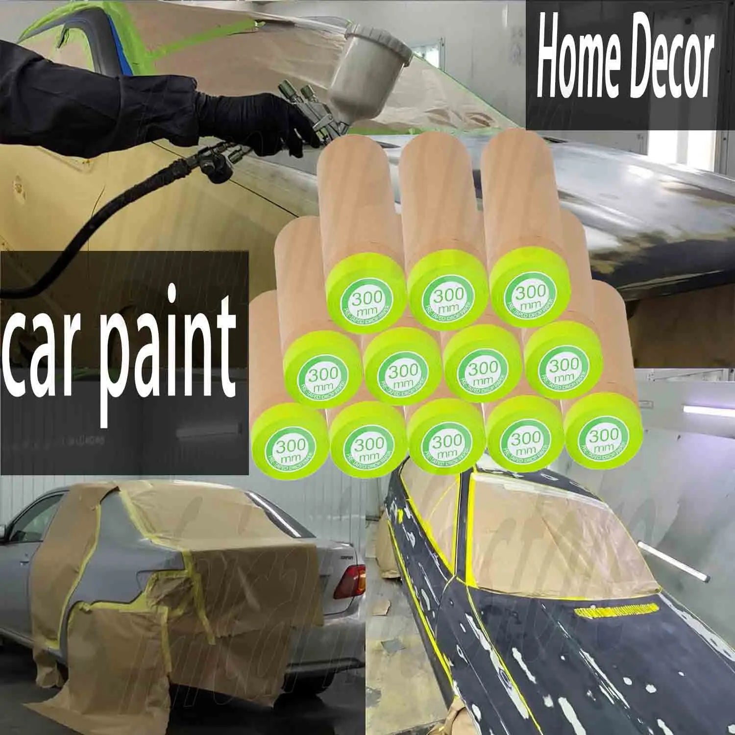 Masking Paper Pre-Taped | Protective Covering for Walls, Cars & Painting Projects