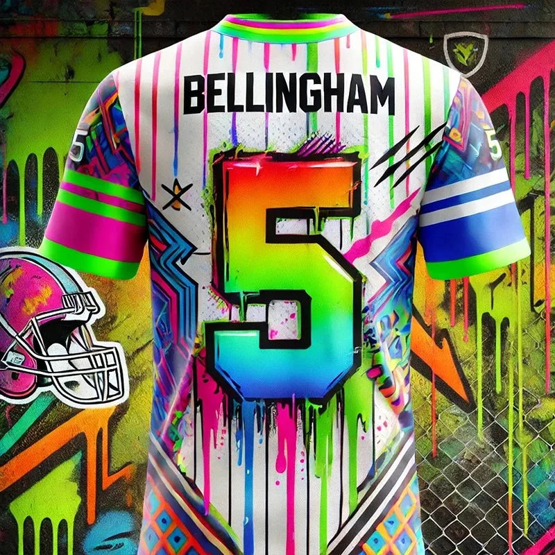 2025 Football Jersey Graffiti Pattern Bellingham Quick Drying Breathable Outdoor Sports T Shirt