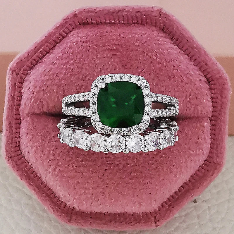 2025 Trend New Rose Gold Color silver color bride Engagement Wedding Ring Set of for Women Christmas Gift Dating Jewelry R4955 - trendingshoping.com