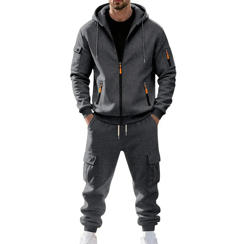 Men’s Winter Heavy Fleece Zip-Up Hoodie – Warm Casual Sportswear