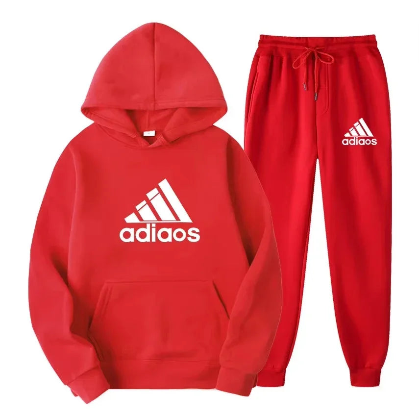 Autumn-Winter Warmth-Enhanced Comfortable Leisure Fitness Sports Set: Two-piece set including hooded sports shirt and joggi