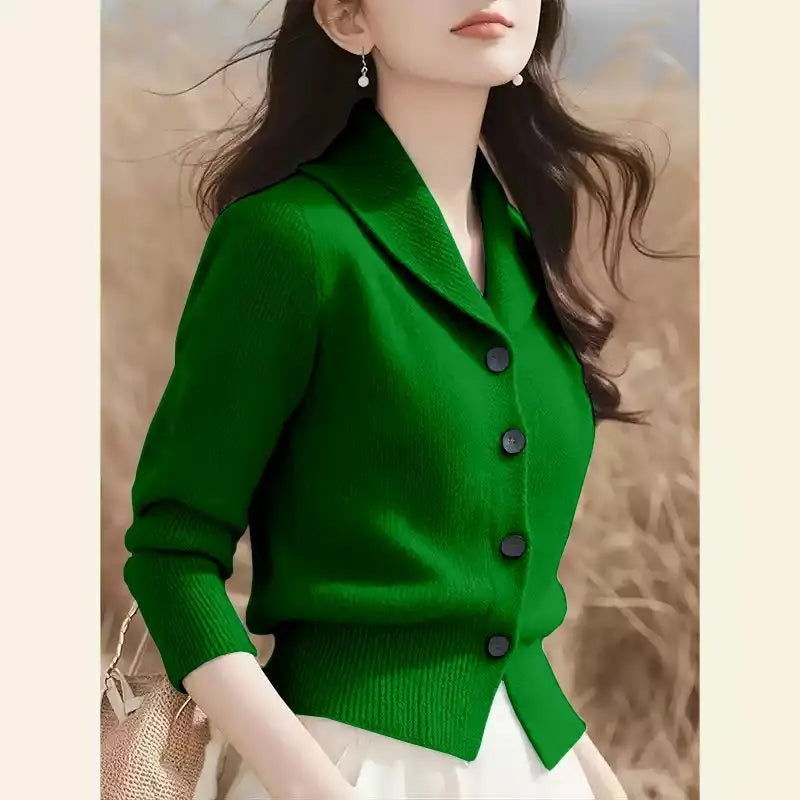 2025 Fashion Minimalist Women's Jacket – Long Sleeve Knitted Autumn & Winter Cardigan, Loose Fitting Sweater Blazer